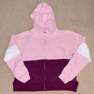 Pink and Burgundy Colorblock Hoodie
